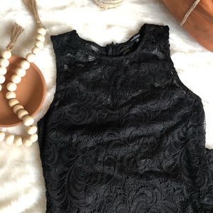 Lace Detailed Black Midi Dress